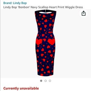LindyBop BONBON NAVY SCALLOP HEART PRINT size 4 US, UK 8